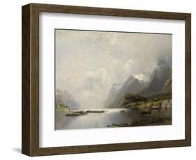 Landscape with Fjord, Steam Boats and Sailing Ships-Adolf Schweitzer-Framed Giclee Print