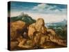 Landscape with Flight into Egypt, Ca 1545-Cornelis Massys-Stretched Canvas