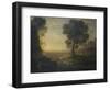 Landscape with Flock of Sheep at the River, 17th C-Claude Lorraine-Framed Art Print