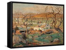 Landscape with Gnarled Trees (Oil on Cardboard)-Ernest Lawson-Framed Stretched Canvas