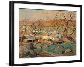 Landscape with Gnarled Trees (Oil on Cardboard)-Ernest Lawson-Framed Giclee Print