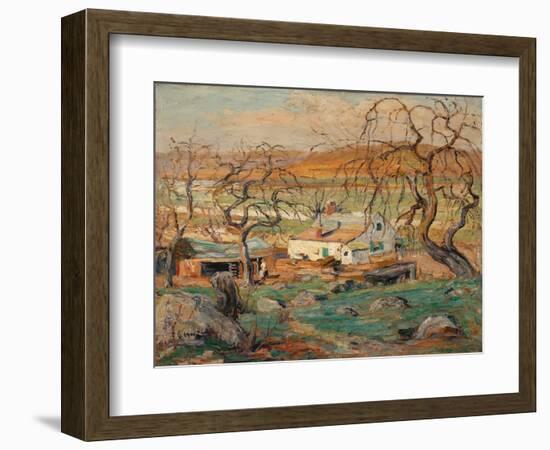 Landscape with Gnarled Trees (Oil on Cardboard)-Ernest Lawson-Framed Giclee Print