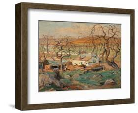 Landscape with Gnarled Trees (Oil on Cardboard)-Ernest Lawson-Framed Giclee Print