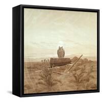 Landscape with Grave, Coffin and Owl-Caspar David Friedrich-Framed Stretched Canvas