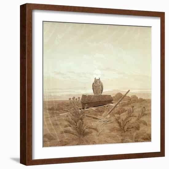 Landscape with Grave, Coffin and Owl-Caspar David Friedrich-Framed Giclee Print