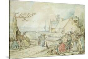 Landscape with Gypsy Fortune-Tellers-Hendrik Avercamp-Stretched Canvas