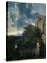 Landscape with Hagar and the Angel-Nicolas Poussin-Stretched Canvas