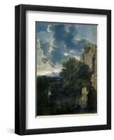 Landscape with Hagar and the Angel-Nicolas Poussin-Framed Giclee Print