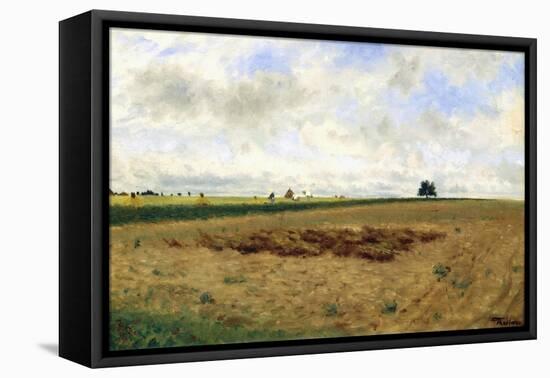 Landscape with Haystacks-Federico Zandomeneghi-Framed Stretched Canvas