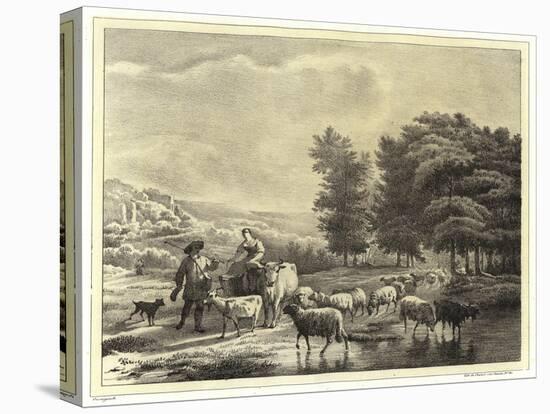 Landscape with Herders and Animals-Balthasar Paul Ommeganck-Stretched Canvas