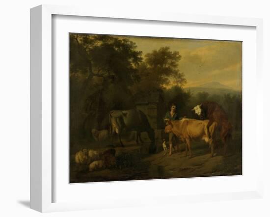 Landscape with Herdsman and Cattle-Dirck van Bergen-Framed Art Print