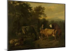 Landscape with Herdsman and Cattle-Dirck van Bergen-Mounted Art Print