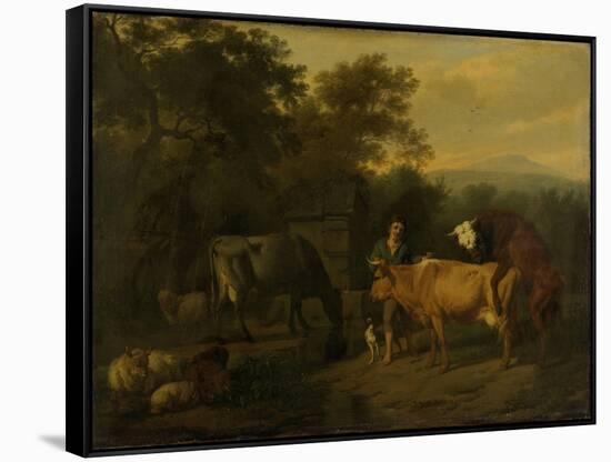 Landscape with Herdsman and Cattle-Dirck van Bergen-Framed Stretched Canvas