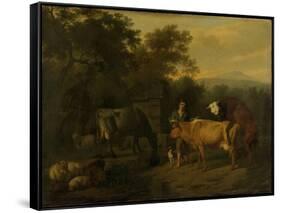 Landscape with Herdsman and Cattle-Dirck van Bergen-Framed Stretched Canvas