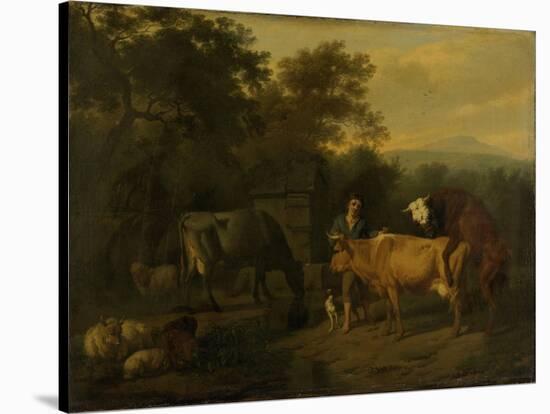 Landscape with Herdsman and Cattle-Dirck van Bergen-Stretched Canvas