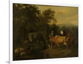 Landscape with Herdsman and Cattle-Dirck van Bergen-Framed Art Print