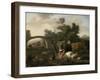 Landscape with Herdsmen and Cattle, Dirck Van Bergen-Dirck van Bergen-Framed Art Print