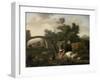 Landscape with Herdsmen and Cattle, Dirck Van Bergen-Dirck van Bergen-Framed Art Print