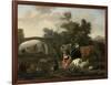 Landscape with Herdsmen and Cattle, Dirck Van Bergen-Dirck van Bergen-Framed Art Print