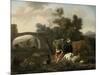 Landscape with Herdsmen and Cattle, Dirck Van Bergen-Dirck van Bergen-Mounted Art Print