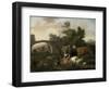 Landscape with Herdsmen and Cattle, Dirck Van Bergen-Dirck van Bergen-Framed Art Print