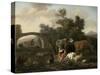 Landscape with Herdsmen and Cattle, Dirck Van Bergen-Dirck van Bergen-Stretched Canvas