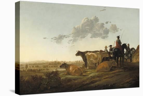 Landscape with Herdsmen, c.1650-52-Aelbert Cuyp-Stretched Canvas