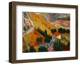 Landscape with House and Ploughman, 1889-Vincent van Gogh-Framed Giclee Print