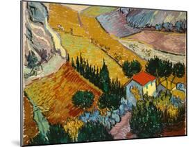 Landscape with House and Ploughman, 1889-Vincent van Gogh-Mounted Giclee Print