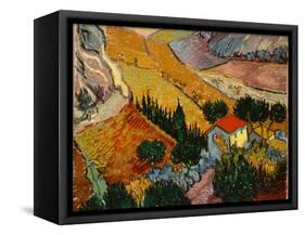 Landscape with House and Ploughman, 1889-Vincent van Gogh-Framed Stretched Canvas