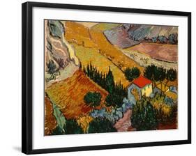 Landscape with House and Ploughman, 1889-Vincent van Gogh-Framed Art Print