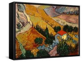 Landscape with House and Ploughman, 1889-Vincent van Gogh-Framed Stretched Canvas