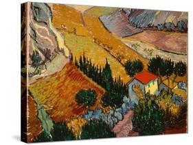 Landscape with House and Ploughman, 1889-Vincent van Gogh-Stretched Canvas