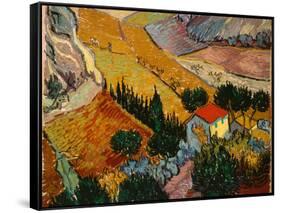 Landscape with House and Ploughman, 1889-Vincent van Gogh-Framed Stretched Canvas