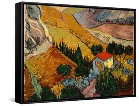 Landscape with House and Ploughman, 1889-Vincent van Gogh-Framed Stretched Canvas