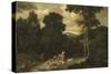 Landscape with Hunters-Jacob Esselens-Stretched Canvas