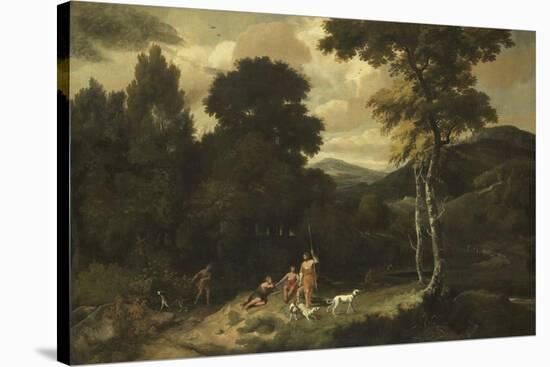 Landscape with Hunters-Jacob Esselens-Stretched Canvas
