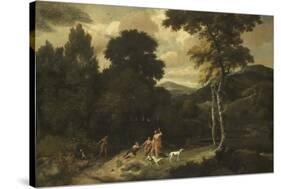 Landscape with Hunters-Jacob Esselens-Stretched Canvas