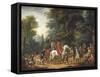 Landscape with Huntsmen and Beggars-Johann Andreas Herrlein-Framed Stretched Canvas