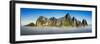 Landscape with Kongen mountains rising above fog , Fjordgard, Senja, Norway-Panoramic Images-Framed Photographic Print