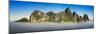 Landscape with Kongen mountains rising above fog , Fjordgard, Senja, Norway-Panoramic Images-Mounted Photographic Print