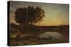 Landscape with Lake and Boatman, 1839-Jean Baptiste Camille Corot-Stretched Canvas