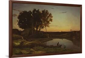 Landscape with Lake and Boatman, 1839-Jean Baptiste Camille Corot-Framed Giclee Print