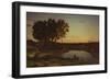 Landscape with Lake and Boatman, 1839-Jean Baptiste Camille Corot-Framed Premium Giclee Print