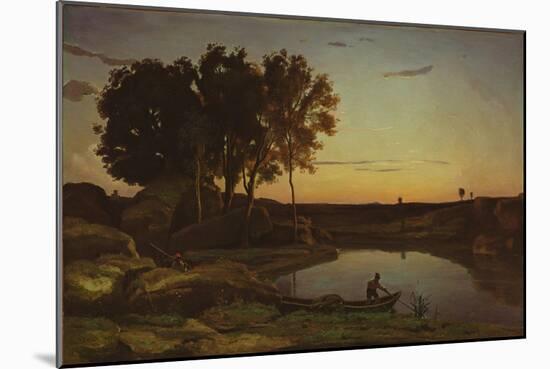 Landscape with Lake and Boatman, 1839-Jean Baptiste Camille Corot-Mounted Premium Giclee Print
