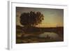 Landscape with Lake and Boatman, 1839-Jean Baptiste Camille Corot-Framed Giclee Print