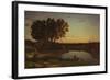 Landscape with Lake and Boatman, 1839-Jean Baptiste Camille Corot-Framed Giclee Print