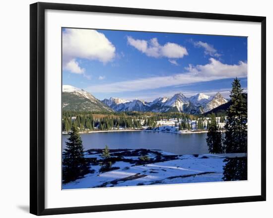 Landscape with Lake and Mountains in Background, Colorado, USA-Massimo Borchi-Framed Photographic Print