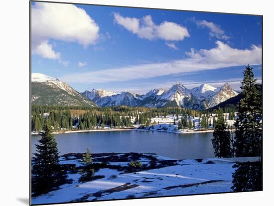 Landscape with Lake and Mountains in Background, Colorado, USA-Massimo Borchi-Mounted Photographic Print