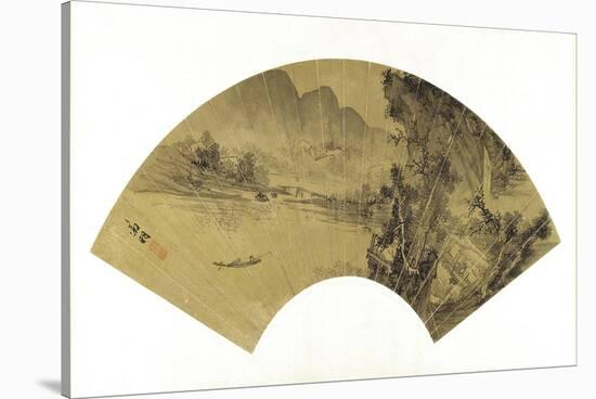 Landscape with Lake, Bridge and Fisherman-Wen Zhengming-Stretched Canvas